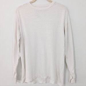 Maharishi Hemp Cotton Long Sleeve Crew Shirt Burnout Knit White Small S